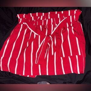 SHEIN Bold Red and White Striped Shorts